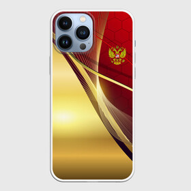 Чехол для iPhone 13 Pro Max с принтом RUSSIA SPORT: Red and Gold. в Белгороде,  |  | Тематика изображения на принте: abstract | design | geometry | hexagon | red and black | russia | sport | texture | абстракция | геометрия | герб | дизайн | патриот | патриотизм | россия | русский | соты | спорт | текстура | шестиугольники