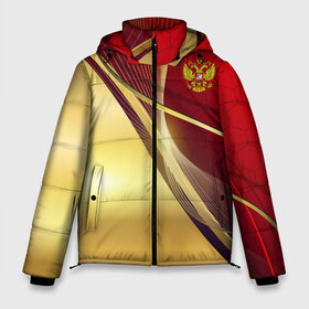 Мужская зимняя куртка 3D с принтом RUSSIA SPORT Red and Gold в Белгороде, верх — 100% полиэстер; подкладка — 100% полиэстер; утеплитель — 100% полиэстер | длина ниже бедра, свободный силуэт Оверсайз. Есть воротник-стойка, отстегивающийся капюшон и ветрозащитная планка. 

Боковые карманы с листочкой на кнопках и внутренний карман на молнии. | abstract | design | geometry | hexagon | red and black | russia | sport | texture | абстракция | геометрия | герб | дизайн | патриот | патриотизм | россия | русский | соты | спорт | текстура | шестиугольники