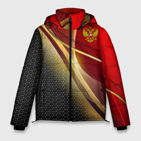 Мужская зимняя куртка 3D с принтом RUSSIA SPORT Red and Black в Белгороде, верх — 100% полиэстер; подкладка — 100% полиэстер; утеплитель — 100% полиэстер | длина ниже бедра, свободный силуэт Оверсайз. Есть воротник-стойка, отстегивающийся капюшон и ветрозащитная планка. 

Боковые карманы с листочкой на кнопках и внутренний карман на молнии. | abstract | design | geometry | hexagon | red and black | russia | sport | texture | абстракция | геометрия | герб | дизайн | патриот | патриотизм | россия | русский | соты | спорт | текстура | шестиугольники