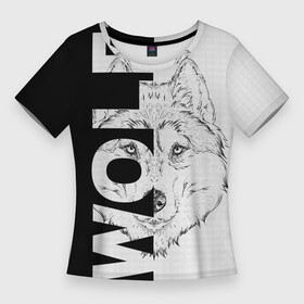 Женская футболка 3D Slim с принтом Wolf в Белгороде,  |  | wolf | волк | волки