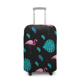Чехол для чемодана 3D с принтом Узор из фламинго в Белгороде, 86% полиэфир, 14% спандекс | двустороннее нанесение принта, прорези для ручек и колес | африка | крылья | мода | прикольные | природа | птица | розовый | фламинго | цвет | яркие