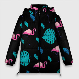 Женская зимняя куртка 3D с принтом Узор из фламинго в Белгороде, верх — 100% полиэстер; подкладка — 100% полиэстер; утеплитель — 100% полиэстер | длина ниже бедра, силуэт Оверсайз. Есть воротник-стойка, отстегивающийся капюшон и ветрозащитная планка. 

Боковые карманы с листочкой на кнопках и внутренний карман на молнии | африка | крылья | мода | прикольные | природа | птица | розовый | фламинго | цвет | яркие
