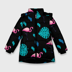 Зимняя куртка для девочек 3D с принтом Узор из фламинго в Белгороде, ткань верха — 100% полиэстер; подклад — 100% полиэстер, утеплитель — 100% полиэстер. | длина ниже бедра, удлиненная спинка, воротник стойка и отстегивающийся капюшон. Есть боковые карманы с листочкой на кнопках, утяжки по низу изделия и внутренний карман на молнии. 

Предусмотрены светоотражающий принт на спинке, радужный светоотражающий элемент на пуллере молнии и на резинке для утяжки. | африка | крылья | мода | прикольные | природа | птица | розовый | фламинго | цвет | яркие