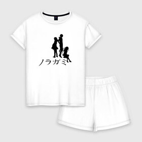 Женская пижама с шортиками хлопок с принтом Бездомный бог в Белгороде, 100% хлопок | футболка прямого кроя, шорты свободные с широкой мягкой резинкой | noragami | noragami characters