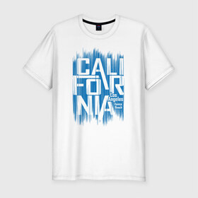 Мужская футболка премиум с принтом California в Белгороде, 92% хлопок, 8% лайкра | приталенный силуэт, круглый вырез ворота, длина до линии бедра, короткий рукав | california | los angeles | америка | калифорния | лос анджелес | сша