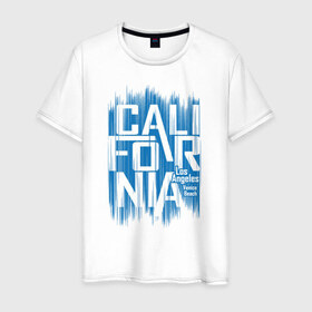 Мужская футболка хлопок с принтом California в Белгороде, 100% хлопок | прямой крой, круглый вырез горловины, длина до линии бедер, слегка спущенное плечо. | Тематика изображения на принте: california | los angeles | америка | калифорния | лос анджелес | сша