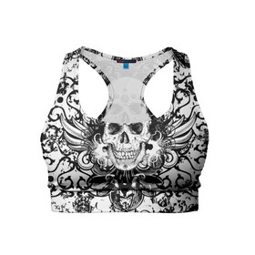 Женский спортивный топ 3D с принтом Grunge Skull в Белгороде, 82% полиэстер, 18% спандекс Ткань безопасна для здоровья, позволяет коже дышать, не мнется и не растягивается |  | abstract | skull | абстракция | рисунок | узор | череп