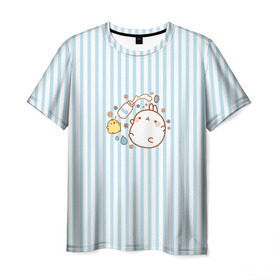 Мужская футболка 3D с принтом Molang Детский в Белгороде, 100% полиэфир | прямой крой, круглый вырез горловины, длина до линии бедер | kawaii | аниме | дети | зайчик | зая | заяц | каваи | мимими | моланг | молоко