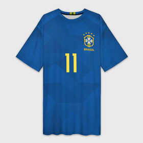 Платье-футболка 3D с принтом Coutinho away WC 2018 в Белгороде,  |  | brazil | coutinho | cup champions | league | world | бразилия | коутиньо