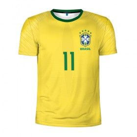 Мужская футболка 3D спортивная с принтом Coutinho home WC 2018 в Белгороде, 100% полиэстер с улучшенными характеристиками | приталенный силуэт, круглая горловина, широкие плечи, сужается к линии бедра | Тематика изображения на принте: brazil | coutinho | cup champions | league | world | бразилия | коутиньо