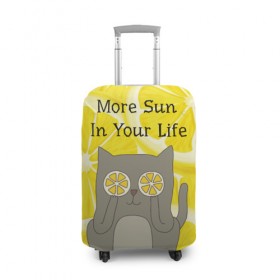 Чехол для чемодана 3D с принтом More Sun In Your Life в Белгороде, 86% полиэфир, 14% спандекс | двустороннее нанесение принта, прорези для ручек и колес | cat | kitty | lemon | lemonade | limon | pussycat | summer | жара | желтый | кот | котенок | котики | котэ | кошка | лемон | лемонад | лето | лимон | лимонад | позитив | серый | сок | солнце | сочный | фрукт | цитрус | черный | яркий