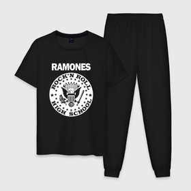 Мужская пижама хлопок с принтом Ramones в Белгороде, 100% хлопок | брюки и футболка прямого кроя, без карманов, на брюках мягкая резинка на поясе и по низу штанин
 | группа | панк | рамон | рамонес | рамоунз | рамоунс | рок | хард