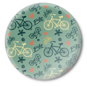 Значок с принтом Велосипед Текстура в Белгороде,  металл | круглая форма, металлическая застежка в виде булавки | байк | велик | вело | велосипед | велосипеды | велоспорт | с велосипедом | спорт