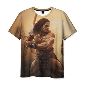 Мужская футболка 3D с принтом Conan Exiles, Conan, Хайбория, А`канна, Конан в Белгороде, 100% полиэфир | прямой крой, круглый вырез горловины, длина до линии бедер | 