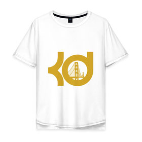 Мужская футболка хлопок Oversize с принтом Кевин Дюрант в Белгороде, 100% хлопок | свободный крой, круглый ворот, “спинка” длиннее передней части | basketball | golden state warriors | nba | баскетбол | голден стэйт уорриорз | кевин дюрант | нба