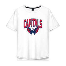 Мужская футболка хлопок Oversize с принтом Capitals в Белгороде, 100% хлопок | свободный крой, круглый ворот, “спинка” длиннее передней части | 