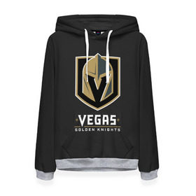 Женская толстовка 3D с принтом Vegas Golden Knights в Белгороде, 100% полиэстер  | двухслойный капюшон со шнурком для регулировки, мягкие манжеты на рукавах и по низу толстовки, спереди карман-кенгуру с мягким внутренним слоем. | 