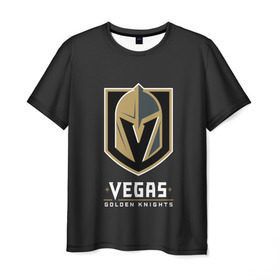 Мужская футболка 3D с принтом Vegas Golden Knights в Белгороде, 100% полиэфир | прямой крой, круглый вырез горловины, длина до линии бедер | Тематика изображения на принте: 
