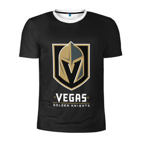 Мужская футболка 3D спортивная с принтом Vegas Golden Knights в Белгороде, 100% полиэстер с улучшенными характеристиками | приталенный силуэт, круглая горловина, широкие плечи, сужается к линии бедра | Тематика изображения на принте: 