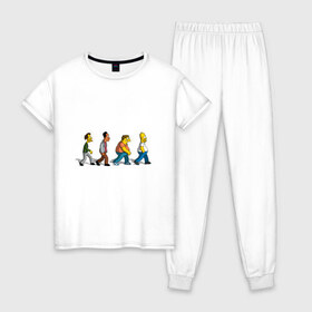 Женская пижама хлопок с принтом Симпсоны в Белгороде, 100% хлопок | брюки и футболка прямого кроя, без карманов, на брюках мягкая резинка на поясе и по низу штанин | bart | cимпсоны | doh | family | homer | lisa | meh | school | simpsons | springfield | анимация | барт | гомер | желтый | комедия | лентяй | лиза | мардж | мульт | мультфильм | мэгги | отец | пончик | ребенок | родители | семья | сериал