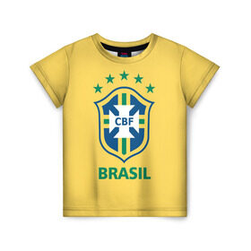 Детская футболка 3D с принтом Сборная Бразилии в Белгороде, 100% гипоаллергенный полиэфир | прямой крой, круглый вырез горловины, длина до линии бедер, чуть спущенное плечо, ткань немного тянется | сборная бразилии | футбол