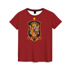 Женская футболка 3D с принтом Сборная Испании в Белгороде, 100% полиэфир ( синтетическое хлопкоподобное полотно) | прямой крой, круглый вырез горловины, длина до линии бедер | сборная испании | футбол