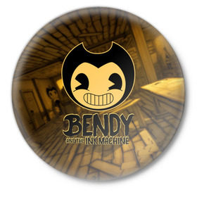 Значок с принтом Bendy and the ink machine (33) в Белгороде,  металл | круглая форма, металлическая застежка в виде булавки | Тематика изображения на принте: bendy | bendy and the ink machine | бенди | бенди и чернильная машина