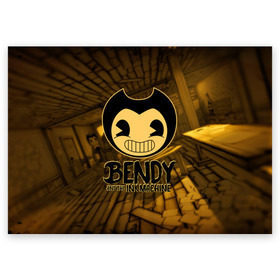 Поздравительная открытка с принтом Bendy and the ink machine (33) в Белгороде, 100% бумага | плотность бумаги 280 г/м2, матовая, на обратной стороне линовка и место для марки
 | bendy | bendy and the ink machine | бенди | бенди и чернильная машина