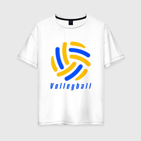 Женская футболка хлопок Oversize с принтом Volleyball в Белгороде, 100% хлопок | свободный крой, круглый ворот, спущенный рукав, длина до линии бедер
 | sport | volleyball | волейбол | спорт
