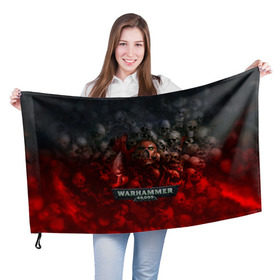 Флаг 3D с принтом Warhammer 40000: Dawn Of War в Белгороде, 100% полиэстер | плотность ткани — 95 г/м2, размер — 67 х 109 см. Принт наносится с одной стороны | relic entertainment | warhammer 40000: dawn of war | черепа
