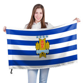 Флаг 3D с принтом Сборная Уругвая по футболу в Белгороде, 100% полиэстер | плотность ткани — 95 г/м2, размер — 67 х 109 см. Принт наносится с одной стороны | 