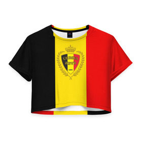 Женская футболка 3D укороченная с принтом Сборная Бельгии флаг в Белгороде, 100% полиэстер | круглая горловина, длина футболки до линии талии, рукава с отворотами | бельгия | европы | мира | чемпионат | чм