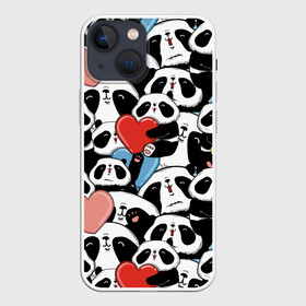 Чехол для iPhone 13 mini с принтом Пандяшки в Белгороде,  |  | baby | cute | fun | gift | happy | heart | panda | paw | smile | белый | красный | лапа | малыш | милый | мягкий | нежный | няшный | панда | подарок | радость | розовый | сердце | счастье | сюрприз | улыбка | черный