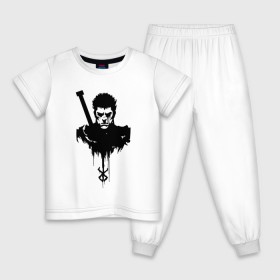 Детская пижама хлопок с принтом Берсерк. Гатс. Черный мечник. в Белгороде, 100% хлопок |  брюки и футболка прямого кроя, без карманов, на брюках мягкая резинка на поясе и по низу штанин
 | 