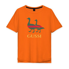 Мужская футболка хлопок Oversize с принтом Gussi GG в Белгороде, 100% хлопок | свободный крой, круглый ворот, “спинка” длиннее передней части | gucci | gussi | гуси | гучи