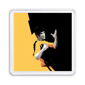 Магнит 55*55 с принтом Bruce Lee в Белгороде, Пластик | Размер: 65*65 мм; Размер печати: 55*55 мм | Тематика изображения на принте: bruce lee | актер | боец | воин | звезда | карате