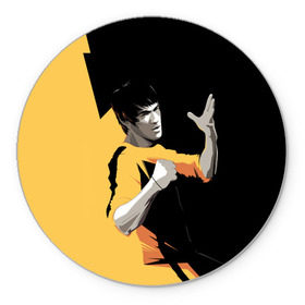 Коврик круглый с принтом Bruce Lee в Белгороде, резина и полиэстер | круглая форма, изображение наносится на всю лицевую часть | bruce lee | актер | боец | воин | звезда | карате