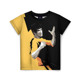 Детская футболка 3D с принтом Bruce Lee в Белгороде, 100% гипоаллергенный полиэфир | прямой крой, круглый вырез горловины, длина до линии бедер, чуть спущенное плечо, ткань немного тянется | Тематика изображения на принте: bruce lee | актер | боец | воин | звезда | карате