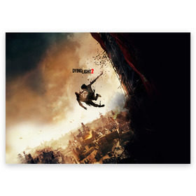 Поздравительная открытка с принтом Dying Light 2 в Белгороде, 100% бумага | плотность бумаги 280 г/м2, матовая, на обратной стороне линовка и место для марки
 | dying | game | horror | light | апокалипсис | зомби | игра | мертвецы | монстр | паркур | ужас | хоррор