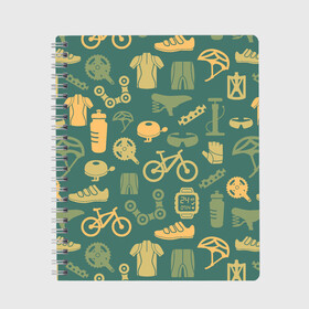Тетрадь с принтом Велосипедист в Белгороде, 100% бумага | 48 листов, плотность листов — 60 г/м2, плотность картонной обложки — 250 г/м2. Листы скреплены сбоку удобной пружинной спиралью. Уголки страниц и обложки скругленные. Цвет линий — светло-серый
 | bicycle | bike | road | speed | sport | вело | велосипед | велосипедист | гонщик | дорога | здоровье | педали | сила | скорость | спорт | трасса | шлем