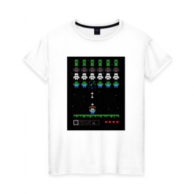 Женская футболка хлопок с принтом Minecraft (Захватчики) в Белгороде, 100% хлопок | прямой крой, круглый вырез горловины, длина до линии бедер, слегка спущенное плечо | 0x000000123 | invaders | minecraft | захватчики | майнкрафт