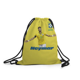 Рюкзак-мешок 3D с принтом Неймар в Белгороде, 100% полиэстер | плотность ткани — 200 г/м2, размер — 35 х 45 см; лямки — толстые шнурки, застежка на шнуровке, без карманов и подкладки | Тематика изображения на принте: neymar | неймар | сборная бразилии | футбол