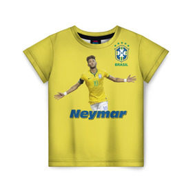 Детская футболка 3D с принтом Неймар в Белгороде, 100% гипоаллергенный полиэфир | прямой крой, круглый вырез горловины, длина до линии бедер, чуть спущенное плечо, ткань немного тянется | neymar | неймар | сборная бразилии | футбол