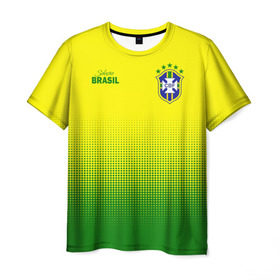 Мужская футболка 3D с принтом Сборная Бразилии в Белгороде, 100% полиэфир | прямой крой, круглый вырез горловины, длина до линии бедер | brasil | brasilia | brazilia | braziliya | cfb | бразилия | сборная