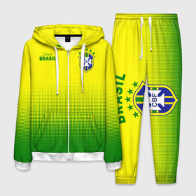 Мужской костюм 3D с принтом Сборная Бразилии в Белгороде, 100% полиэстер | Манжеты и пояс оформлены тканевой резинкой, двухслойный капюшон со шнурком для регулировки, карманы спереди | brasil | brasilia | brazilia | braziliya | cfb | бразилия | сборная