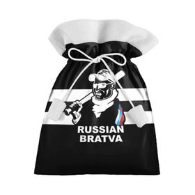 Подарочный 3D мешок с принтом RUSSIAN BRATVA в Белгороде, 100% полиэстер | Размер: 29*39 см | Тематика изображения на принте: mafia | russian | бандит | герб | мафия | россия | флаг