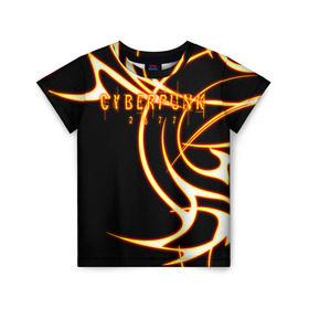 Детская футболка 3D с принтом Cyberpunk 2077 в Белгороде, 100% гипоаллергенный полиэфир | прямой крой, круглый вырез горловины, длина до линии бедер, чуть спущенное плечо, ткань немного тянется | action | cyberpunk | projekt red | rpg | игра | кибер | мир | панк | средневековья | фэнтези
