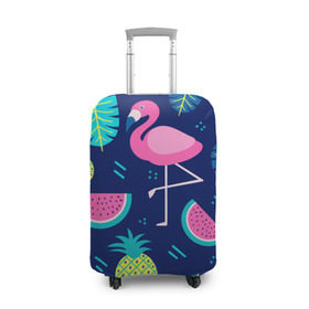 Чехол для чемодана 3D с принтом Фламинго в Белгороде, 86% полиэфир, 14% спандекс | двустороннее нанесение принта, прорези для ручек и колес | flamingo | ананас | арбуз | летние | летняя | лето | листья | текстура | фламинго | фрукты