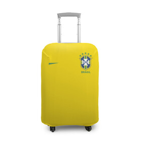 Чехол для чемодана 3D с принтом Бразилия форма (без надписи сзади) в Белгороде, 86% полиэфир, 14% спандекс | двустороннее нанесение принта, прорези для ручек и колес | brasil | championship | cup | football | team | world |  чемпионат мира | бразилии | бразилия | форма | футбол | чм