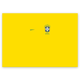 Поздравительная открытка с принтом Бразилия форма (без надписи сзади) в Белгороде, 100% бумага | плотность бумаги 280 г/м2, матовая, на обратной стороне линовка и место для марки
 | brasil | championship | cup | football | team | world |  чемпионат мира | бразилии | бразилия | форма | футбол | чм